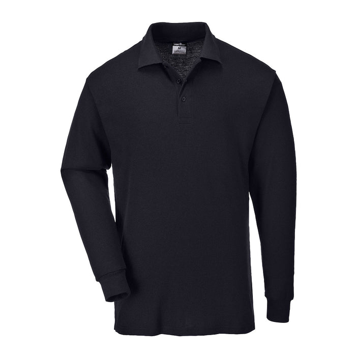 B212 – Poloshirt lange mouw - Zwart
